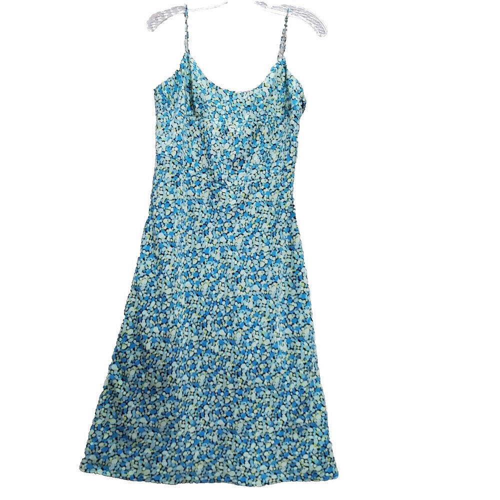 Express Dress Women 7-8 Black Slip Pebble Spotted Flowyโ Polyester Scoop Neck